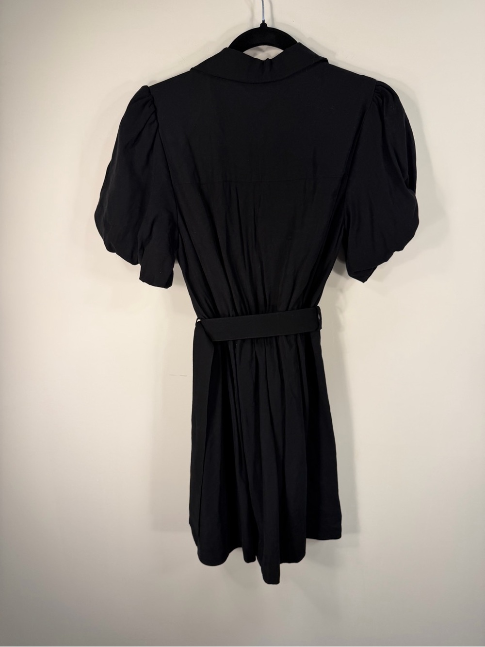 Ever New Black Puff-Sleeve Button Shirt Dress with Belt - Picture 2 of 5